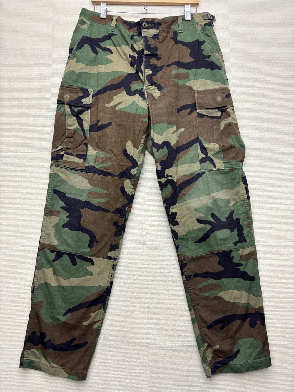 Men's Camo Cargo Pants - Woodland Green medium long